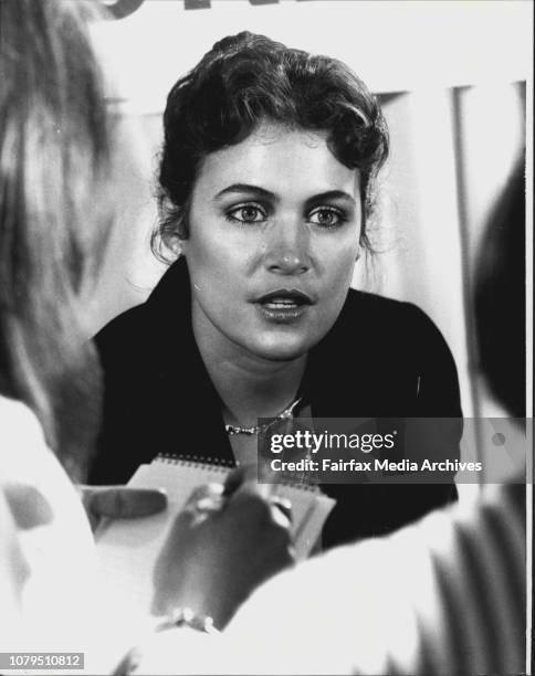 Cindy Breakspeare from Jamaica answers reporters questions at the press Conference today.Press Conference for Miss World, Cindy Breakspeare at the...