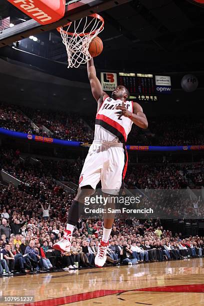 Wesley Matthews of the Portland Trail Blazers takes a shot during a game against the Miami Heat on January 9, 2011 at the Rose Garden Arena in...