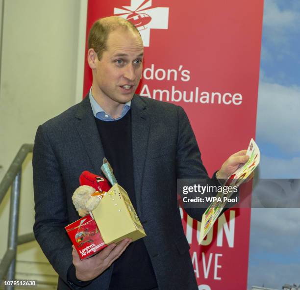 Prince William, Duke of Cambridge visits London's Air Ambulance Charity at the The Royal London Hospital on January 9, 2019 in London, England.