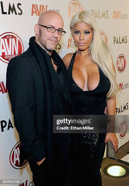 Adult film actor and radio personality Derrick Pierce and adult film actress Bridgette B. Arrive at the 28th annual Adult Video News Awards Show at...