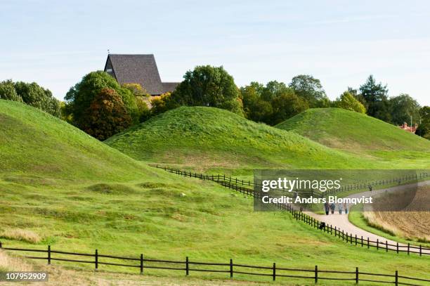 uppsala grave mounds - uppsala stock-fotos und bilder