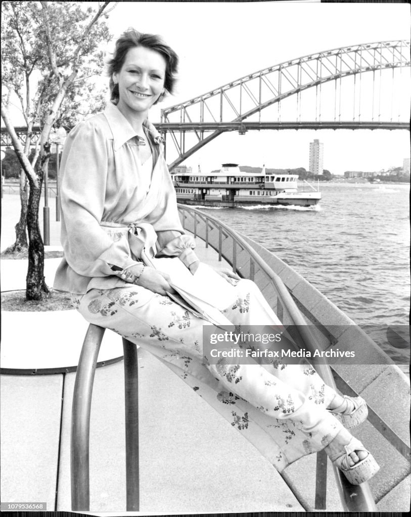 Sydney actress Gillian Jones who plays "Curley's wife" in the old Tote Theatre Company's production "Of Mice and Men" by John Steinback at the Drama Theatre of the Sydney Opera House from Wednesday April 23 until May 24 relaxes between rehearsals at the O