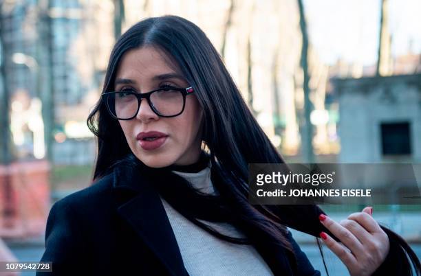 The wife of Joaquin "El Chapo" Guzman, Emma Coronel Aispuro, arrives at the US Federal Courthouse in Brooklyn January 9, 2019 in New York. - The...