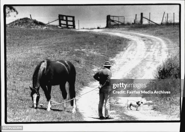 Simon Barry stands in his paddock with Charlie one of two horses his wife will take to Barselona for the dressage events.Charlie &amp; Glennis...