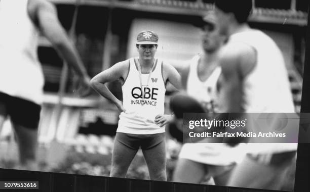 Australian rules team the Sydney Swand have their first training session for the season; at Wentworth park.Omen punters and greyhound regulars at...