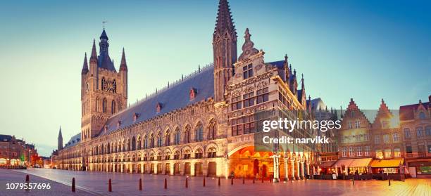 main square in ypres (grote markt) - ieper stock pictures, royalty-free photos & images