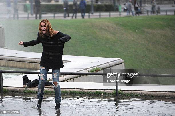 Miley Cyrus Sighted in Paris at Trocadero on location for 'LOL' Remake on September 6, 2010 in Paris, France.