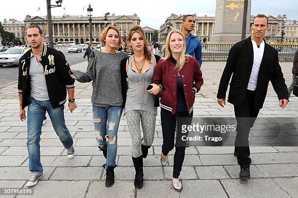 Miley Cyrus, Ashley Greene and Ashley Hinshaw sighting on location for 'LOL' Remake on September 6, 2010 in Paris, France.