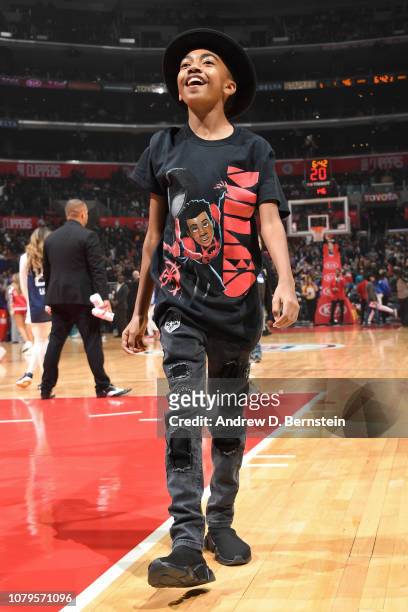 Actor, Miles Brown attends the game between the Charlotte Hornets and LA Clippers on January 8, 2019 at STAPLES Center in Los Angeles, California....