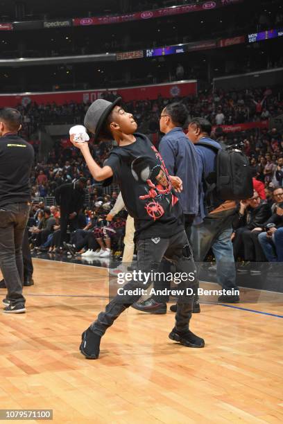 Actor, Miles Brown attends the game between the Charlotte Hornets and LA Clippers on January 8, 2019 at STAPLES Center in Los Angeles, California....