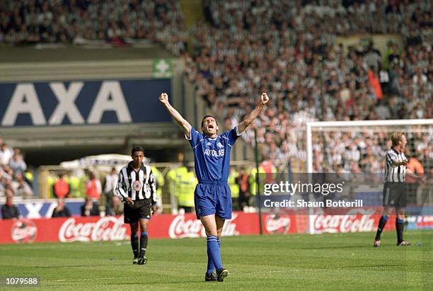 Joy for Chelsea hero Gustavo Poyet during the AXA sponsored FA Cup Semi Final match against Newcastle United played at Wembley Stadium in London....