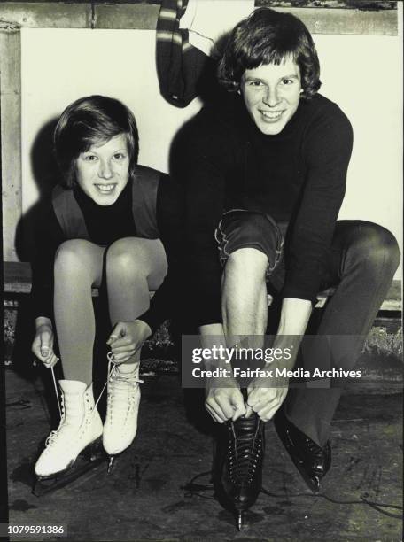 Peter Cain and his sister Elizabeth of St. Ives practice for the Senior Paris of the National figure skating championship at Canterbury Ice Rick...