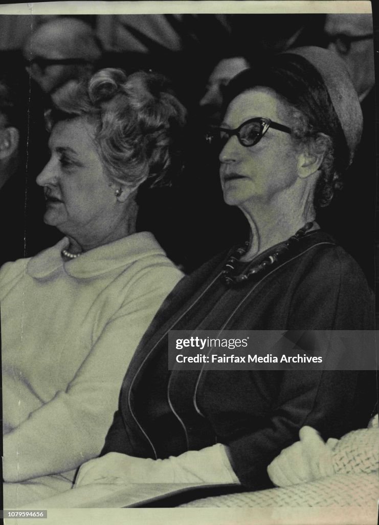 L.T.R. Hon.Edna Roper.M.L.C. and Mrs Arthur Calwell, who were also on the Platform, at the Sydney Town Hall.The Federal Leader of the Australian Labor Party, Mr Arthur Calwell, speaking at the Sydney Town Hall, to give his Party's few's on ForeignAffairs