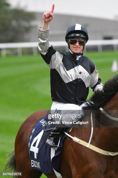 Zac Purton riding Exultant after winning in Race 4, Longines Hong Kong Vase during the LONGINES Hong Kong International Races at Sha Tin Racecourse...