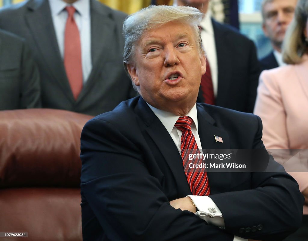 President Trump Participates In Signing Ceremony For Anti-Human Trafficking Legislation In The Oval Office