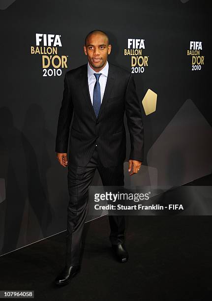 Maicon of Brazil arrives at the FIFA Ballon d'Or Gala 2010 t the congress hall on January 10, 2011 in Zurich, Switzerland.