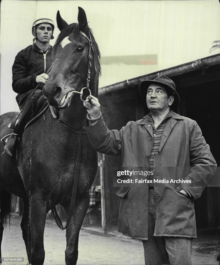 Trainer Jack Green at Randwick track today Jack Green attends Bo-Peep ridden by apprentice jockey Wayne White at Randwick track today.