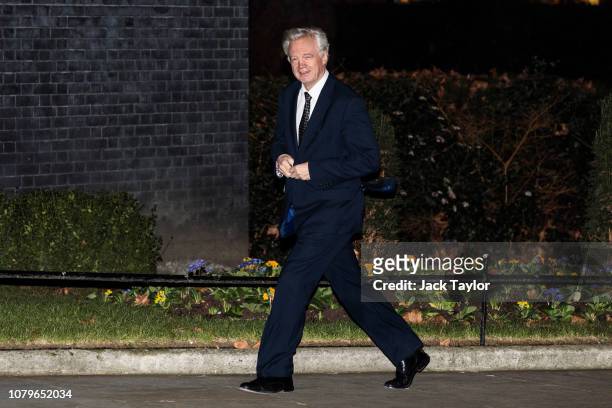 Former Brexit Secretary David Davis arrives for a drinks reception at 10 Downing Street on January 9, 2019 in London, England. MPs in Parliament are...