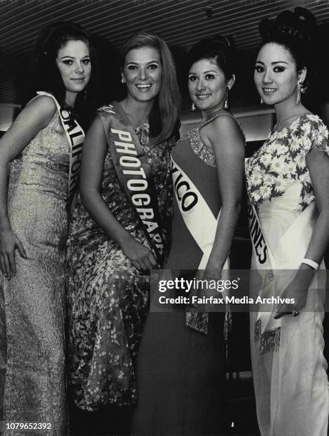 The Crest Hotel, Kings Cross Tonight at a dinner held for the 20 beautiful contestants of the "Miss Photography" 1968 Contests.Left to Right, Miss...