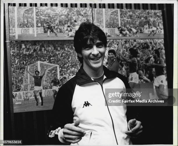 Juventus - the Italian soccer team at Press conference in Boulevard Hotel today.Paolo Rossi, the 1982 World Cup Finals hero who scored winning goal...