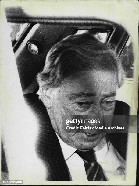 Justice Murphy leaves the Castlereagh Street court yesterday. April 16, 1985. .