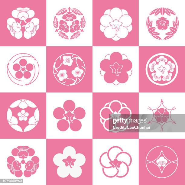 petal patterns of plum blossom - peach blossom stock illustrations