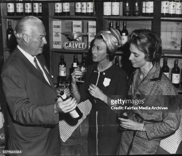 Douglas Lamb wine Cellar.Mr. Douglas Lamb, Mr. Katie Gallraith, Miss. Pamela Dodds. May 3, 1963. .