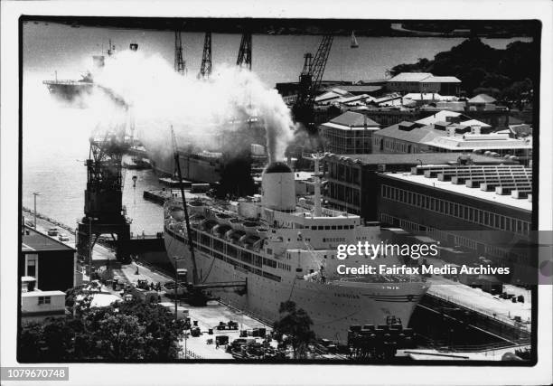 The cruise ship, Fairstar, is currently in dry dock at Garden Island, and residents nearby are complaining of the smoke that has been eminating from...