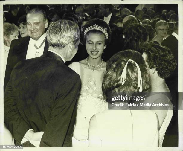 Royal Family at Canberra.Princess Anne at the Reception in King's Hall last night. April 24, 1970. .