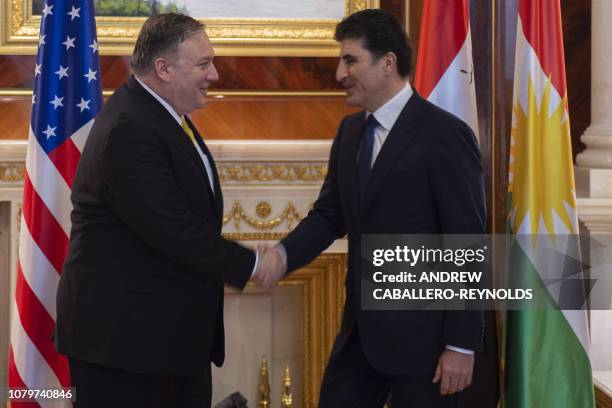Secretary of State Mike Pompeo meets with Nechirvan Barzani, outgoing Prime Minister of Iraq's autonomous Kurdistan Regional Government , in the...
