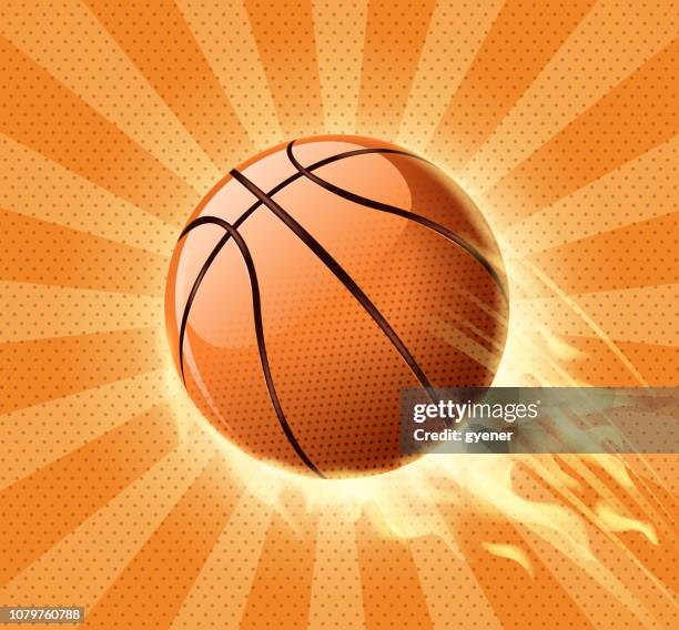 fire basketball icon - basketball ball stock illustrations