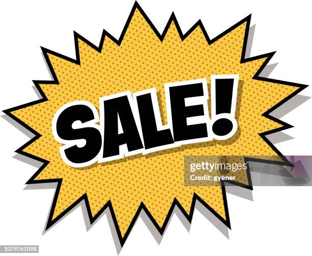 sale exploding sign - noise pop stock illustrations