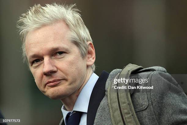 Wikileaks founder Julian Assange appears at Belmarsh Magistrates court on January 11, 2011 in London, England. Mr Assange is appearing in court today...