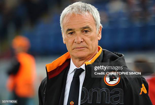 Roma coach Claudio Ranieri looks at his players during their champions league football match against FC Basel on October 19, 2010 at the stadium...