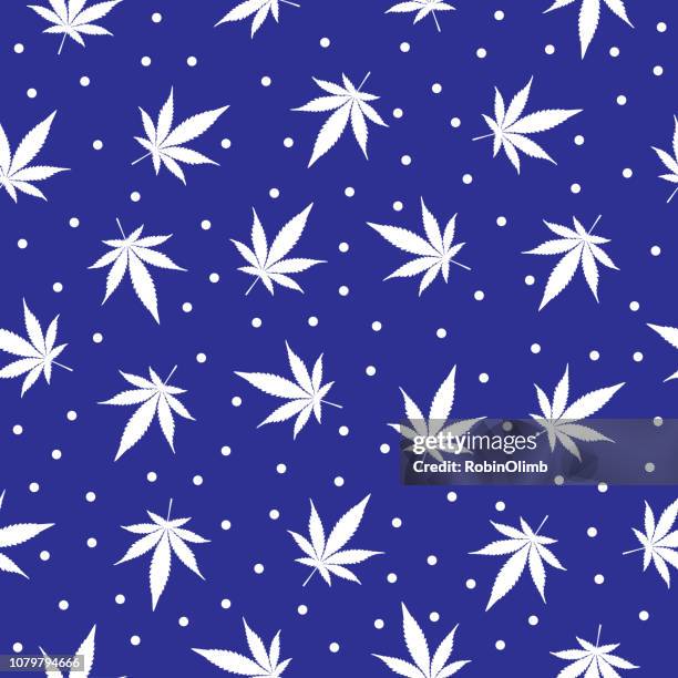snowflake marijuana leaves seamless pattern - marijuana background stock illustrations