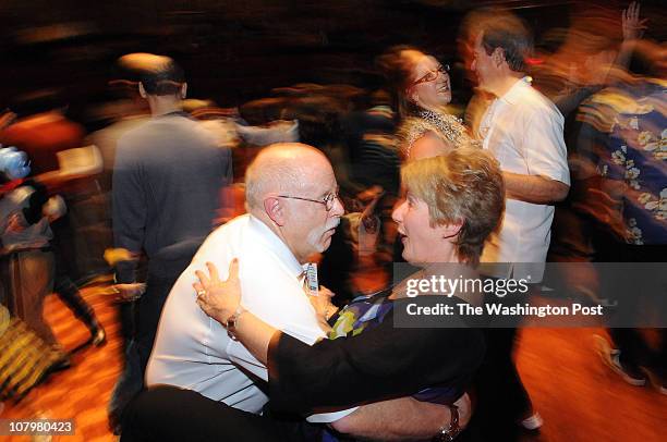 Teresa Reese and Klif Hodgkin do the swing dance during the 'First Night Alexandria', a family-friendly and alcohol-free celebration of the New Year,...