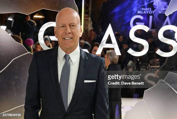 Bruce Willis attends the UK Premiere of "Glass" at The Curzon Mayfair on January 9, 2019 in London, England.