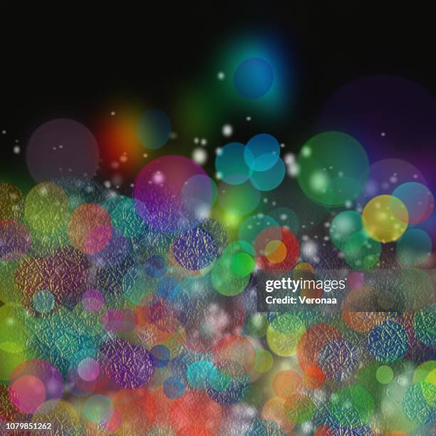 beautiful shiny multi colored holiday background - string lights on black stock illustrations