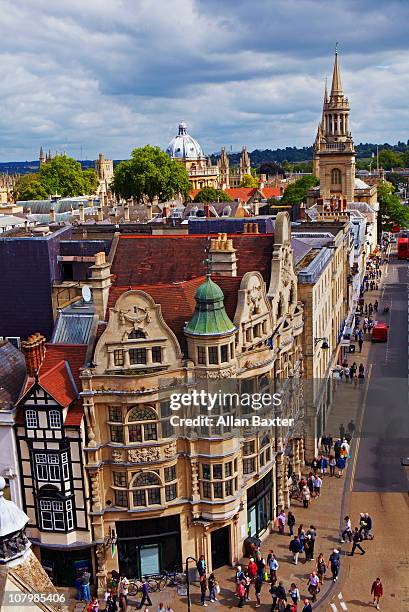 view of oxford from carfax tower. - oxford england stock pictures, royalty-free photos & images