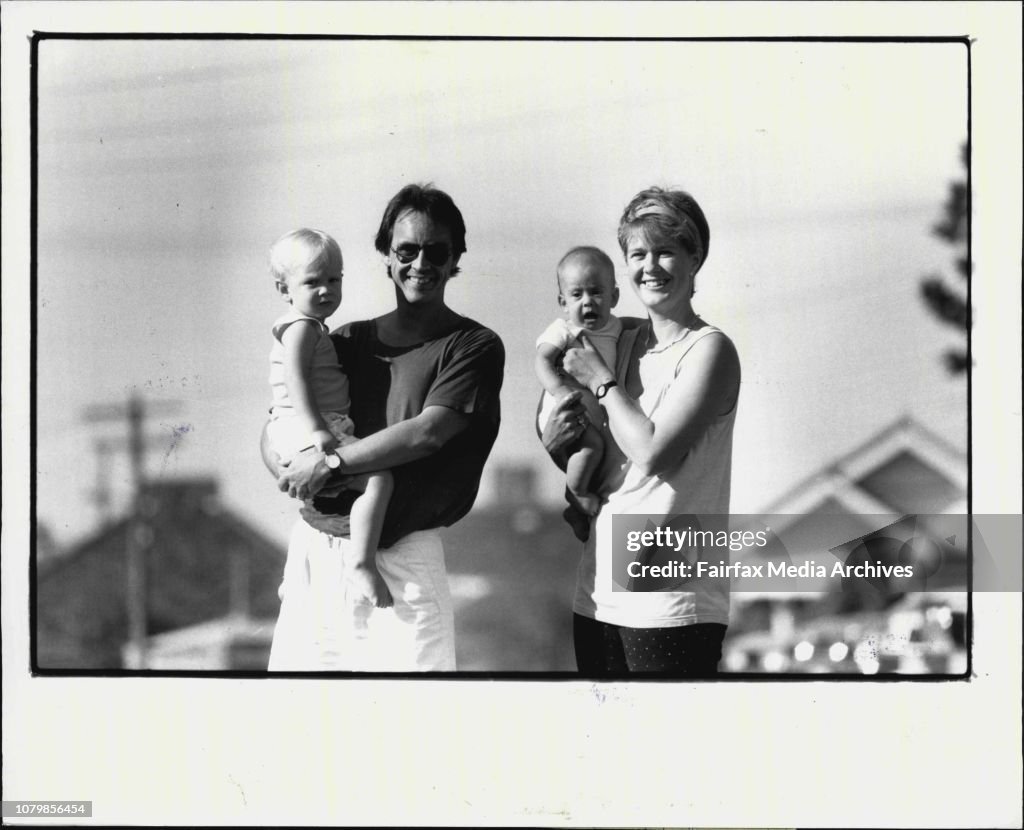 An Annandale couple and their task of bring up two of their children in the suburbs of Sydney yesterday (Thursday).Various pictures of Mark Piddington holding Jack 2 (Left) and Louisa Cox holding Jesse Months (Right) in their suburban street in Annandale