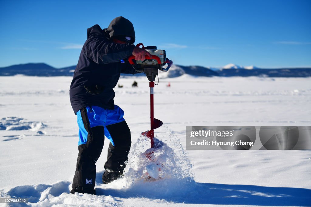 Ice fishing Antero Reservoir