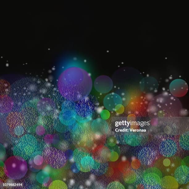 beautiful shiny multi colored holiday background - string lights on black stock illustrations
