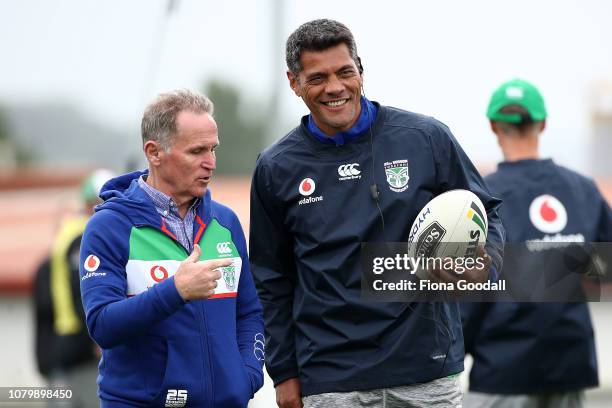 Warriors coach Stephen Kearney with during a New Zealand Warriors NRL media opportunity at Mount Smart Stadium on December 10, 2018 in Auckland, New...