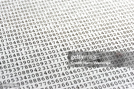 Numbers With Random Note Style Black Printed Random Monospace Numbers On White Paper High-Res Stock ...