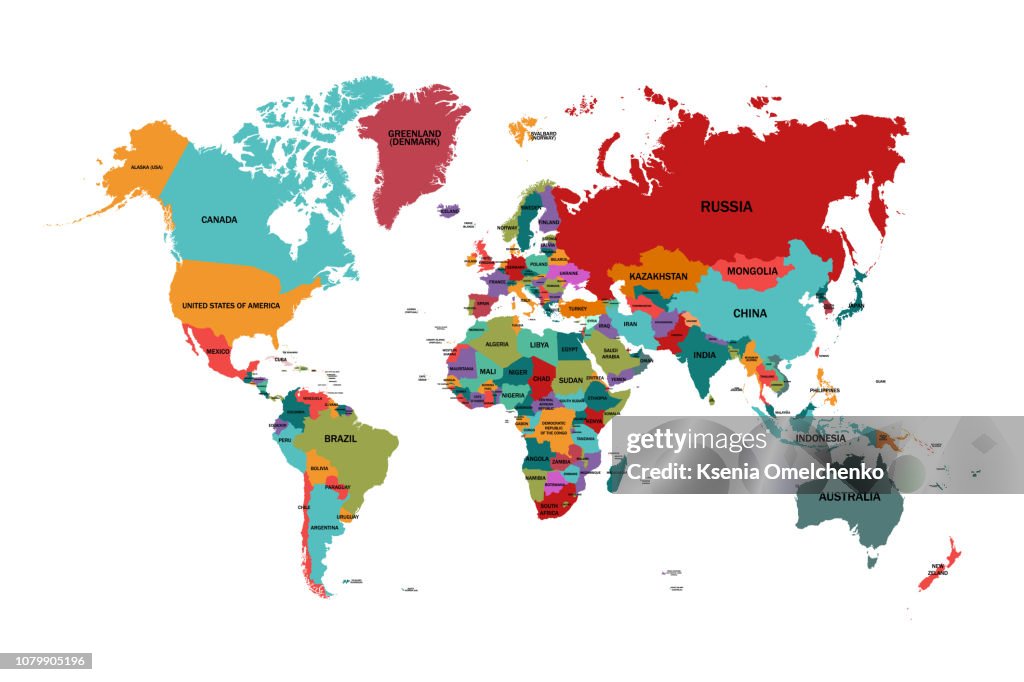 Countreys World Map With Country Names High-Res Vector Graphic - Getty Images