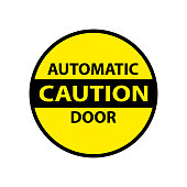 caution automatic door isolated sticker