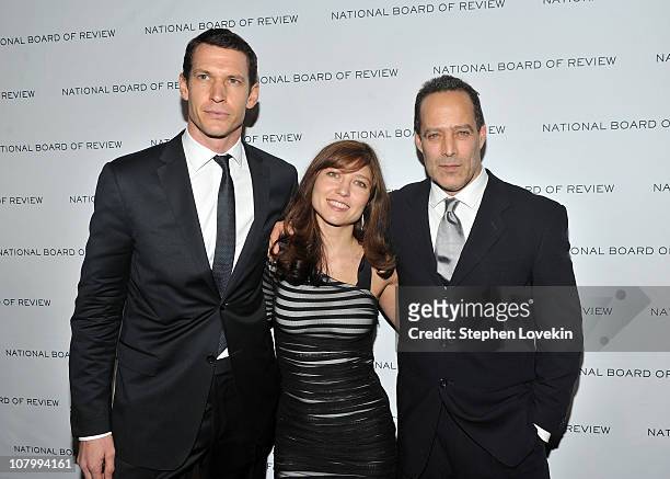 Director Tim Hetherington, Daniela Petrova and director Sebastian Junger attend the 2011 National Board of Review of Motion Pictures Gala at Cipriani...