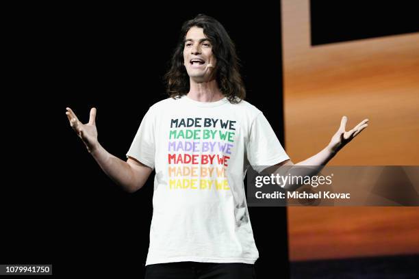 Adam Neumann speaks onstage during WeWork Presents Second Annual Creator Global Finals at Microsoft Theater on January 9, 2019 in Los Angeles,...