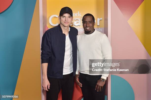 Ashton Kutcher and Sean Combs attend WeWork Presents Second Annual Creator Global Finals at Microsoft Theater on January 9, 2019 in Los Angeles,...