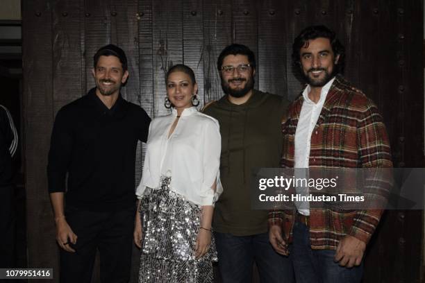 Bollywood actors Hrithik Roshan, Kunal Kapoor, with Sonali Bendre and her husband Goldie Behl, on January 2, 2019 in Mumbai, India.